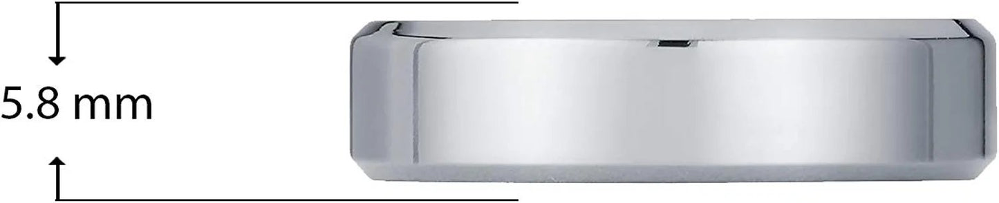 Titanium 6mm Comfort Fit Fashion or Wedding Band Ring with Flat Profile High-Polish Beveled Edges