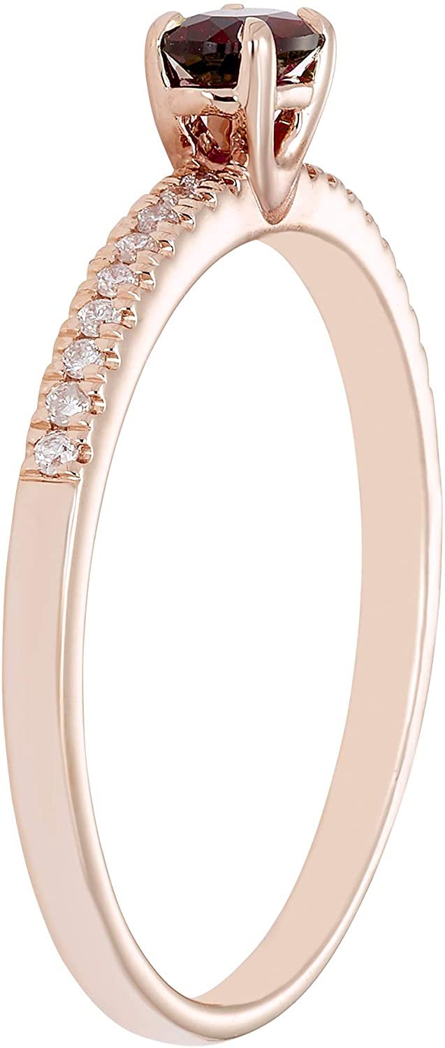 10K Rose Gold Lab-Grown Oval Ruby & 1/10cttw Genuine Diamond Statement Ring