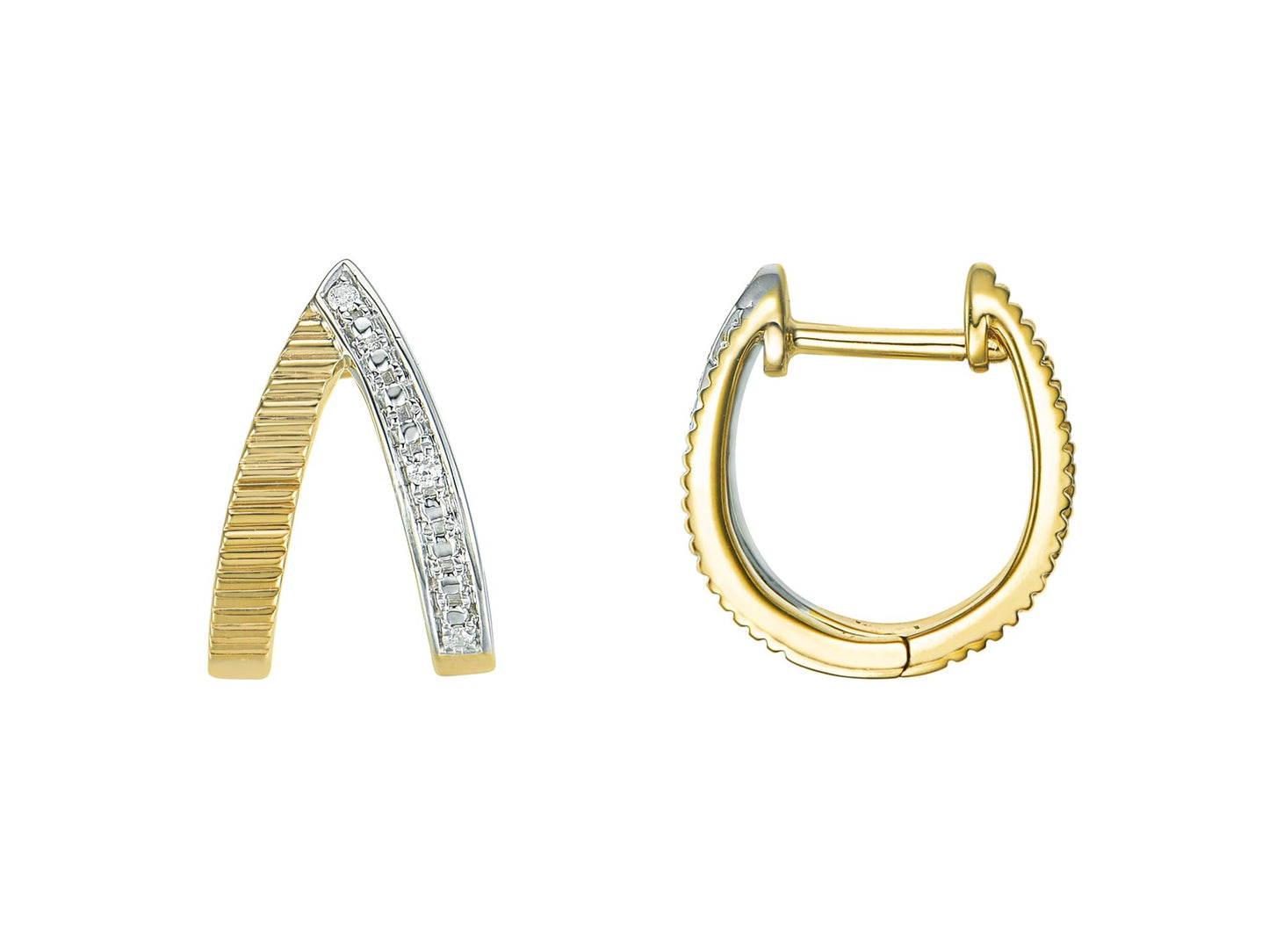 Diamond Double Hoop Earrings in 14K Yellow Gold plated Sterling Silver