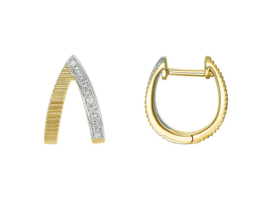 Diamond Double Hoop Earrings in 14K Yellow Gold plated Sterling Silver