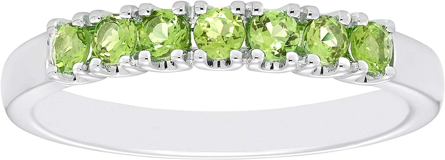 Sterling Silver Genuine Peridot 7-Stone Stacking Ring