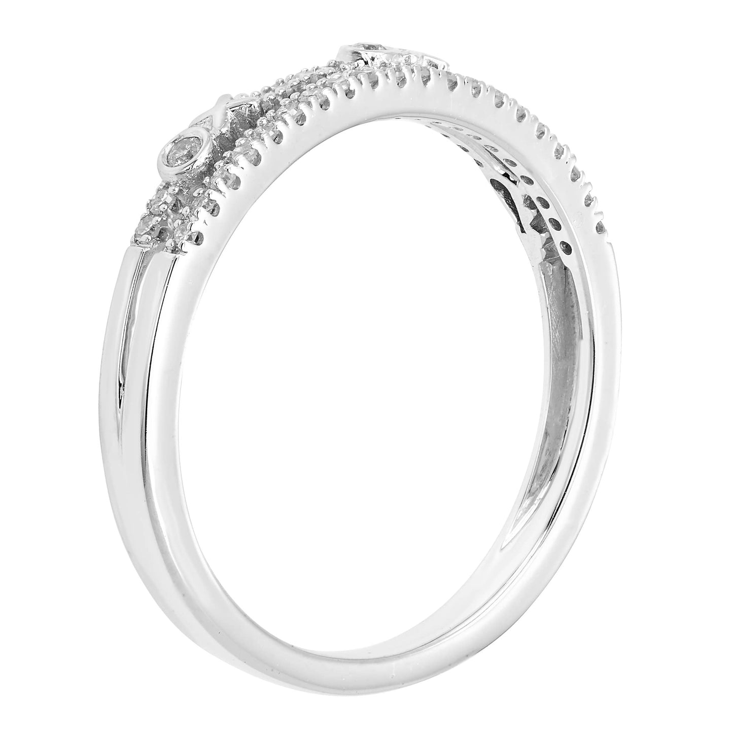 1/6cttw Diamond XO Split Shank Ring in Sterling Silver