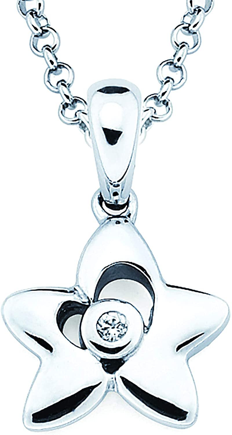 Genuine Diamond Children's Star Pendant in Sterling Silver