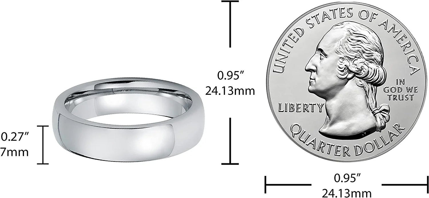 Cobalt Chrome 7mm High Polish Low Dome Classic Finish Fashion or Wedding Band Ring