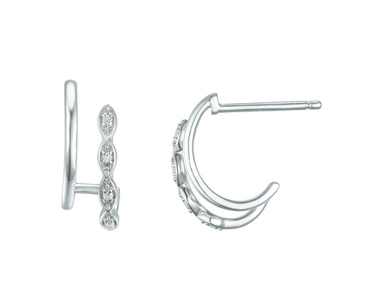 Diamond Twin Hoop Earrings in Sterling Silver