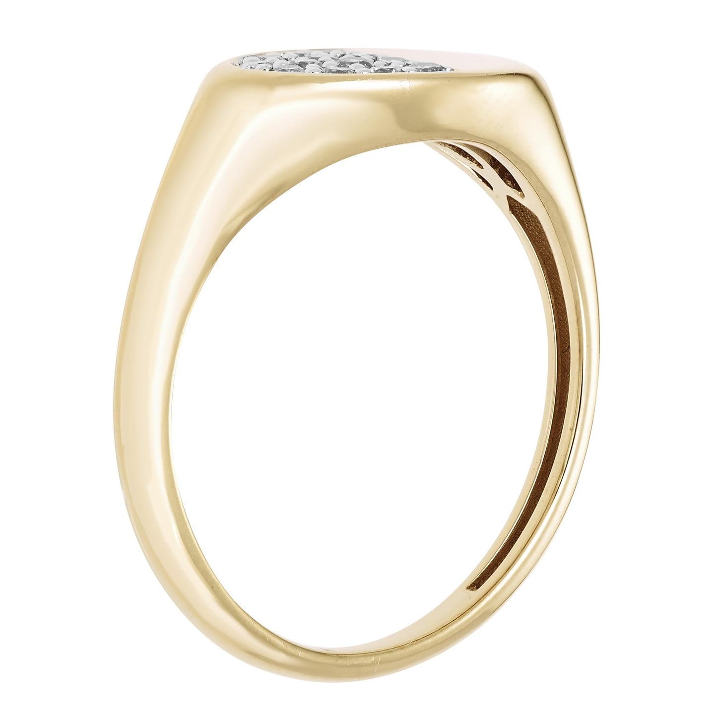 1/6cttw Diamond Oval Signet Ring in 14K Yellow Gold Plated Sterling Silver