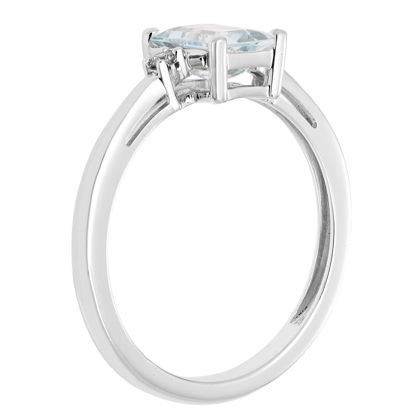 Aquamarine & Diamond Ring in 10K White Gold