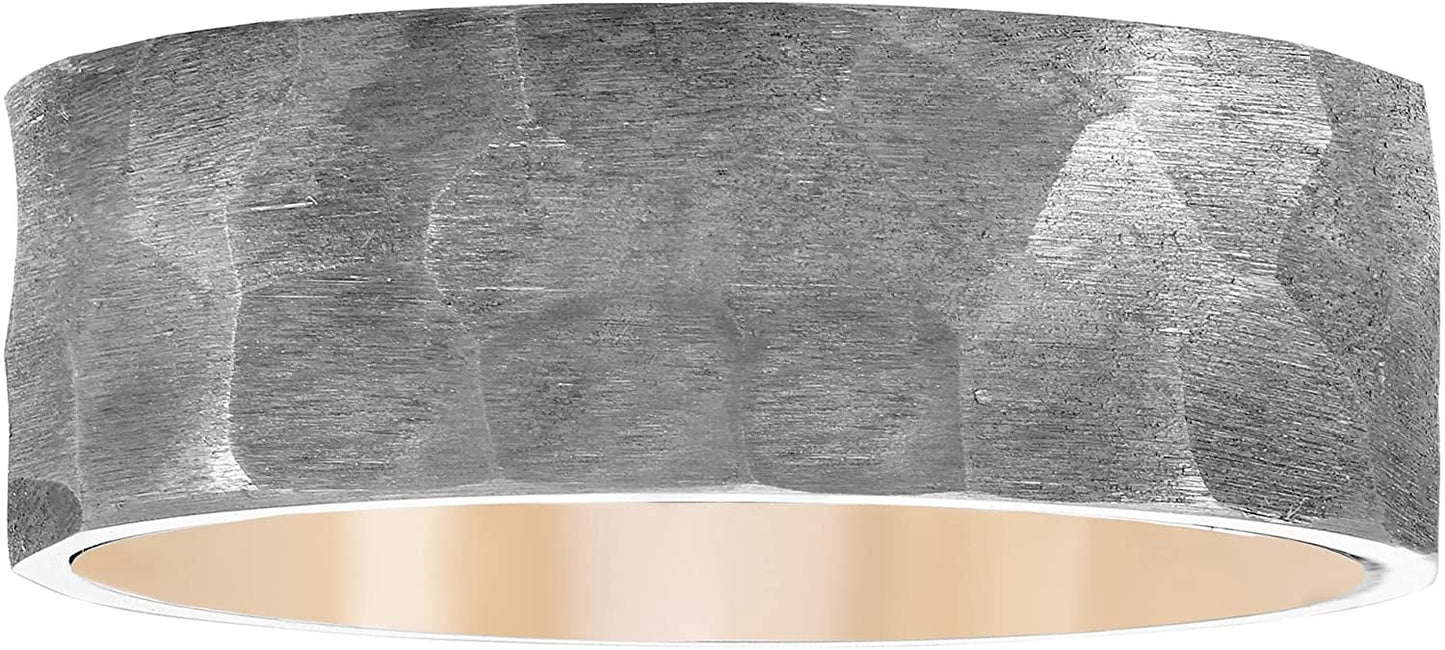 Tantalum 8mm Hammered Texture & Ion Plated Rose Stainless Steel Band Ring
