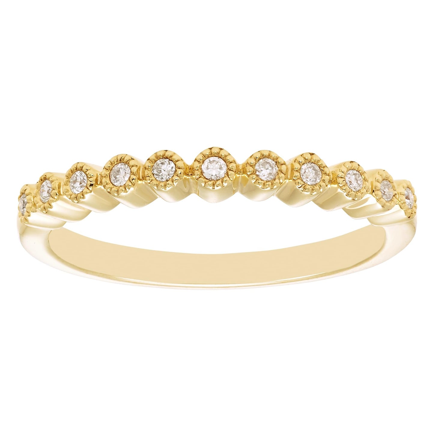 1/10cttw Diamond Stacking Ring in 14K Yellow Gold Plated Silver