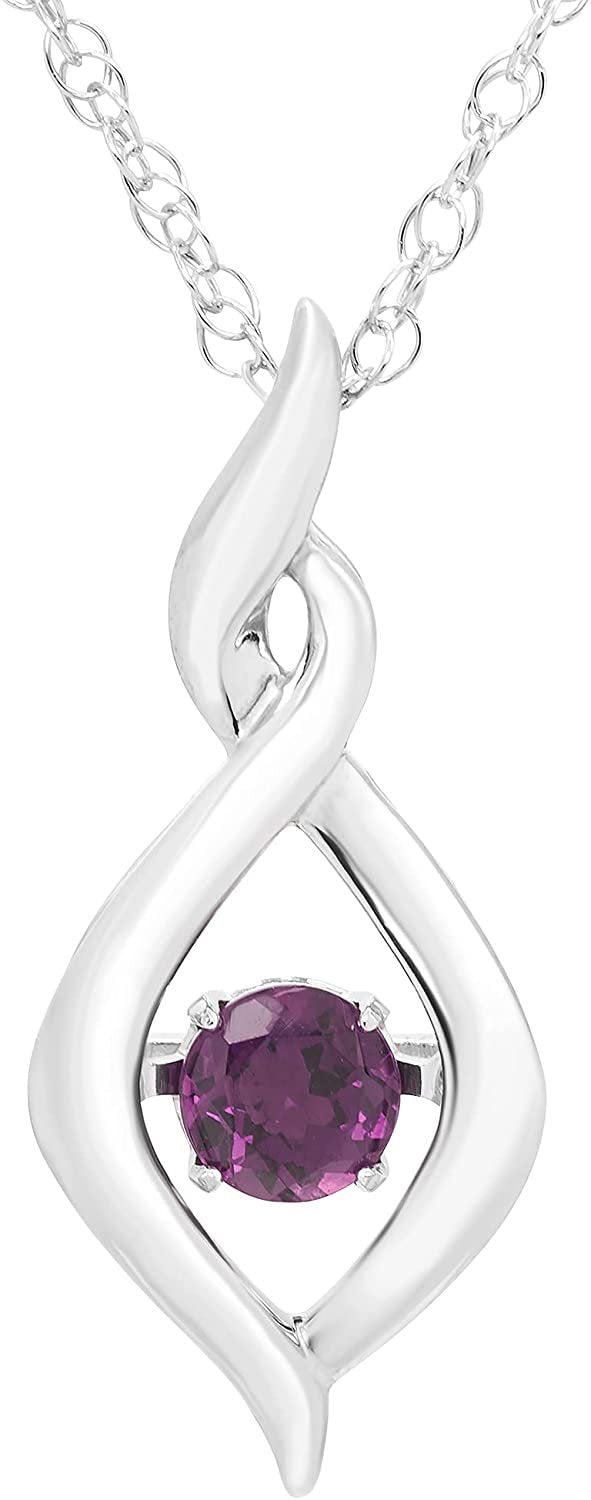 Created Alexandrite Dancing Gemstone Infinity Pendant in Sterling Silver