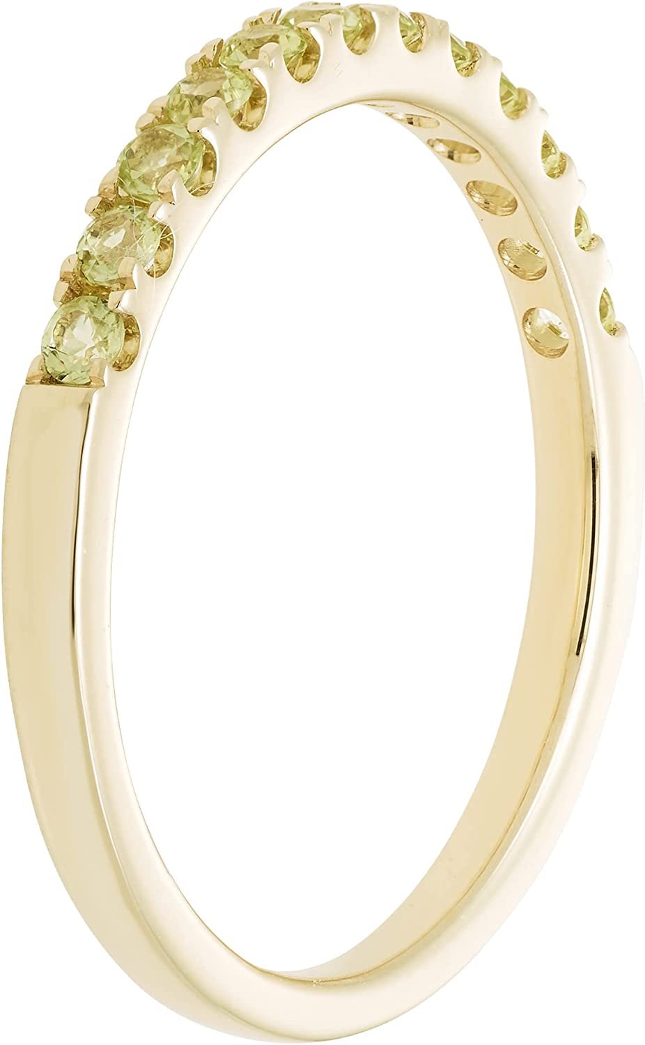 10K White Gold Genuine Peridot Birthstone Stacking Ring
