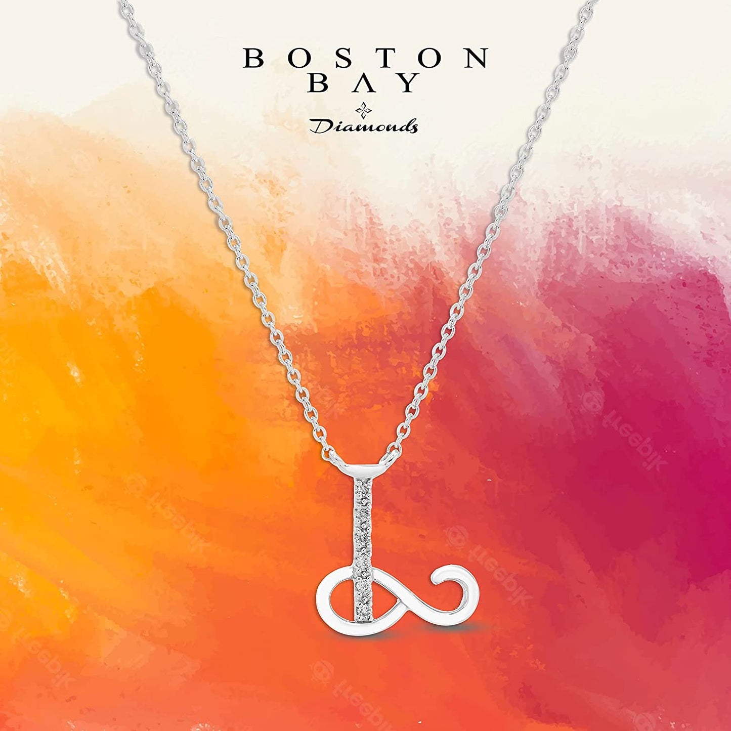 Diamond Initial Necklace, Adjustable 18”-20” in Sterling Silver - Choice of Letter