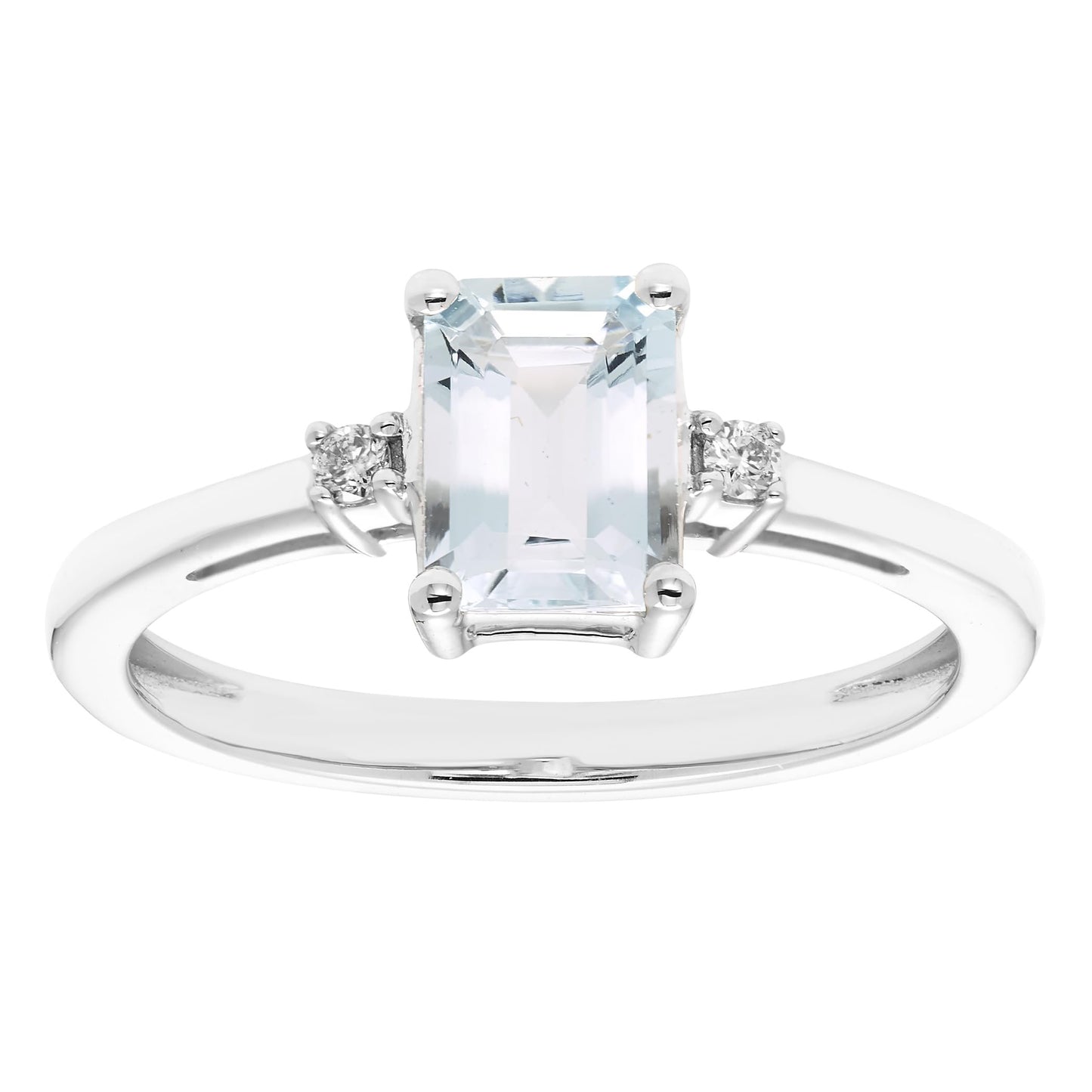 Aquamarine & Diamond Ring in 10K White Gold