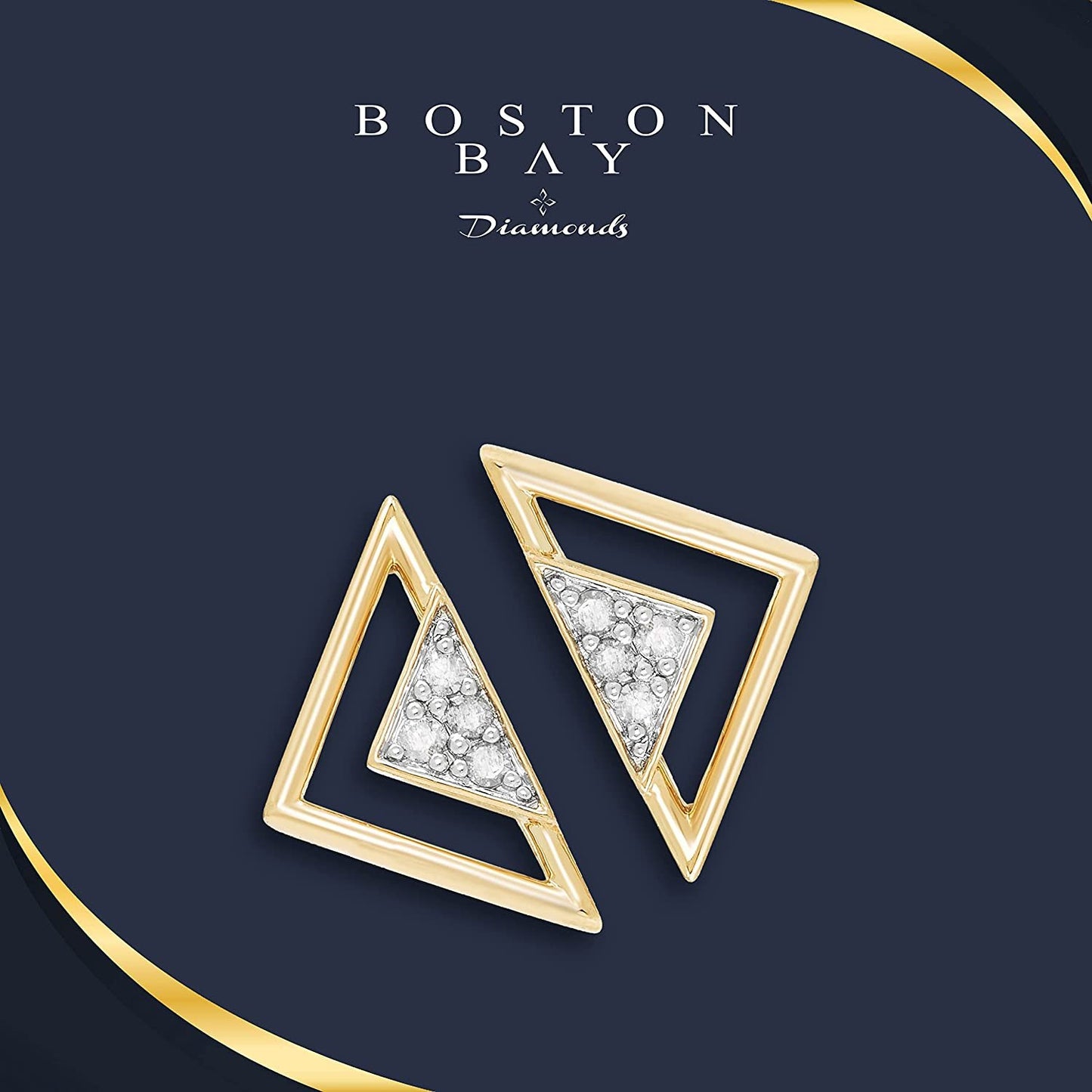 1/15cttw Diamond Geometric Triangle Earrings in 14K Yellow Gold Plated Sterling Silver