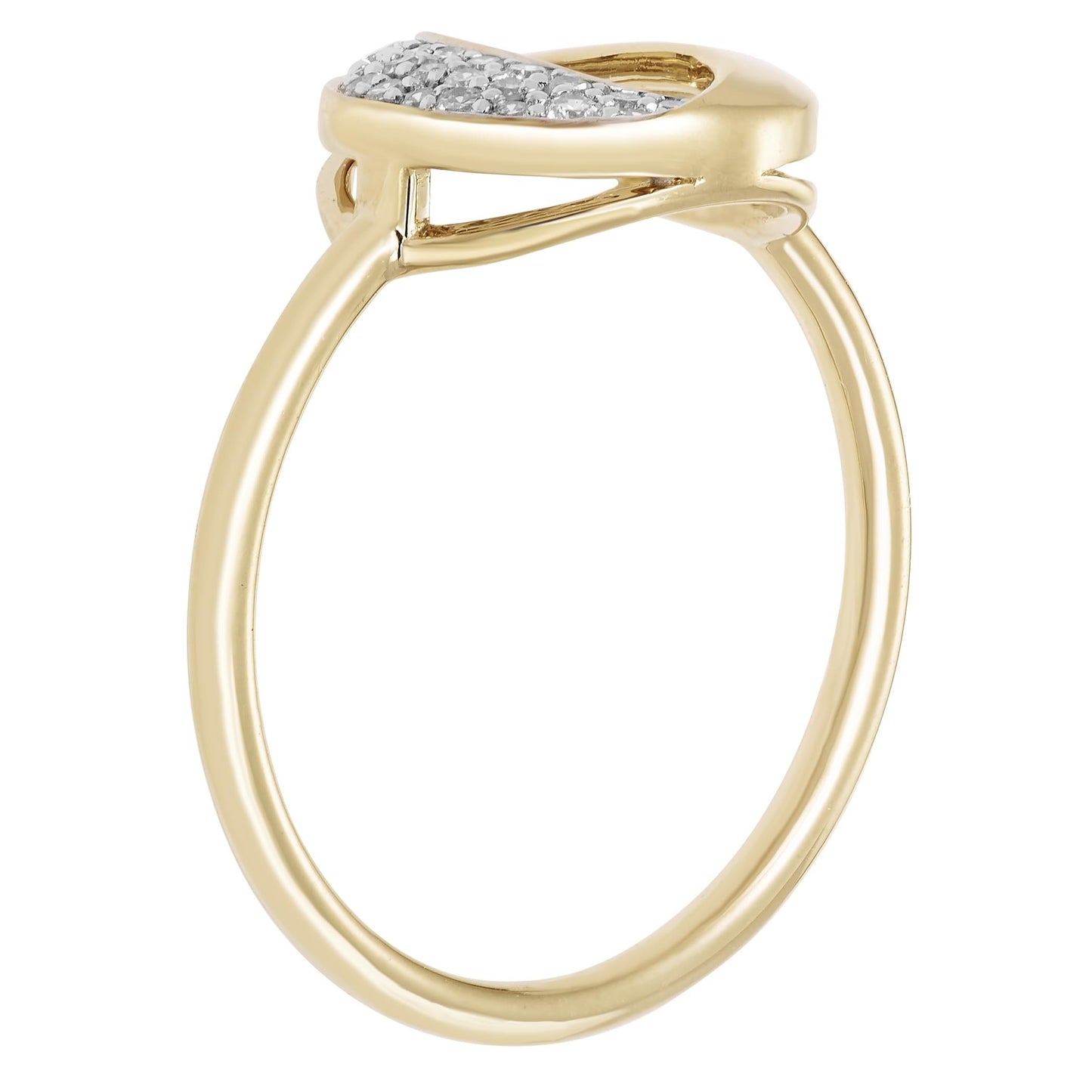 1/8cttw Diamond Open Circle Ring in 14K Yellow Gold Plated Sterling Silver