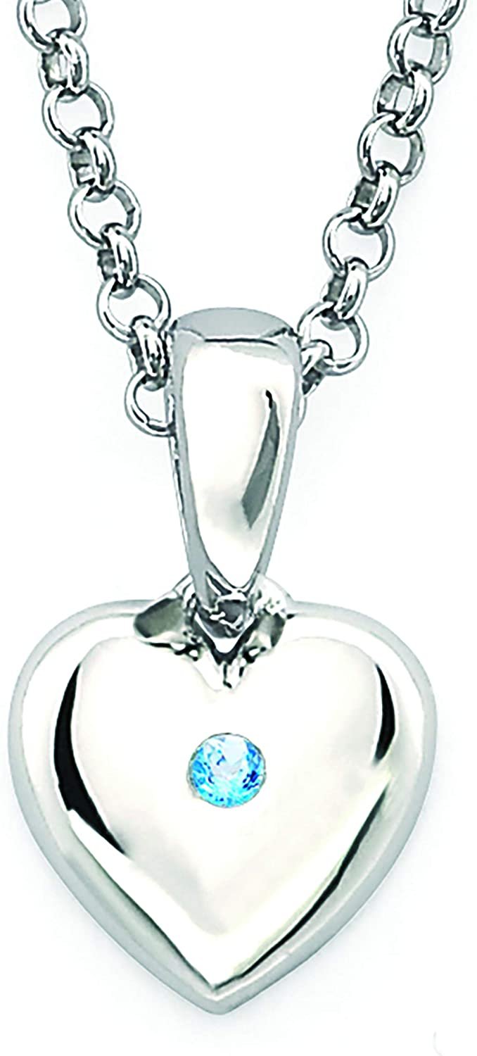 Simulated Blue Topaz Birthstone Children's Heart Pendant in Sterling Silver
