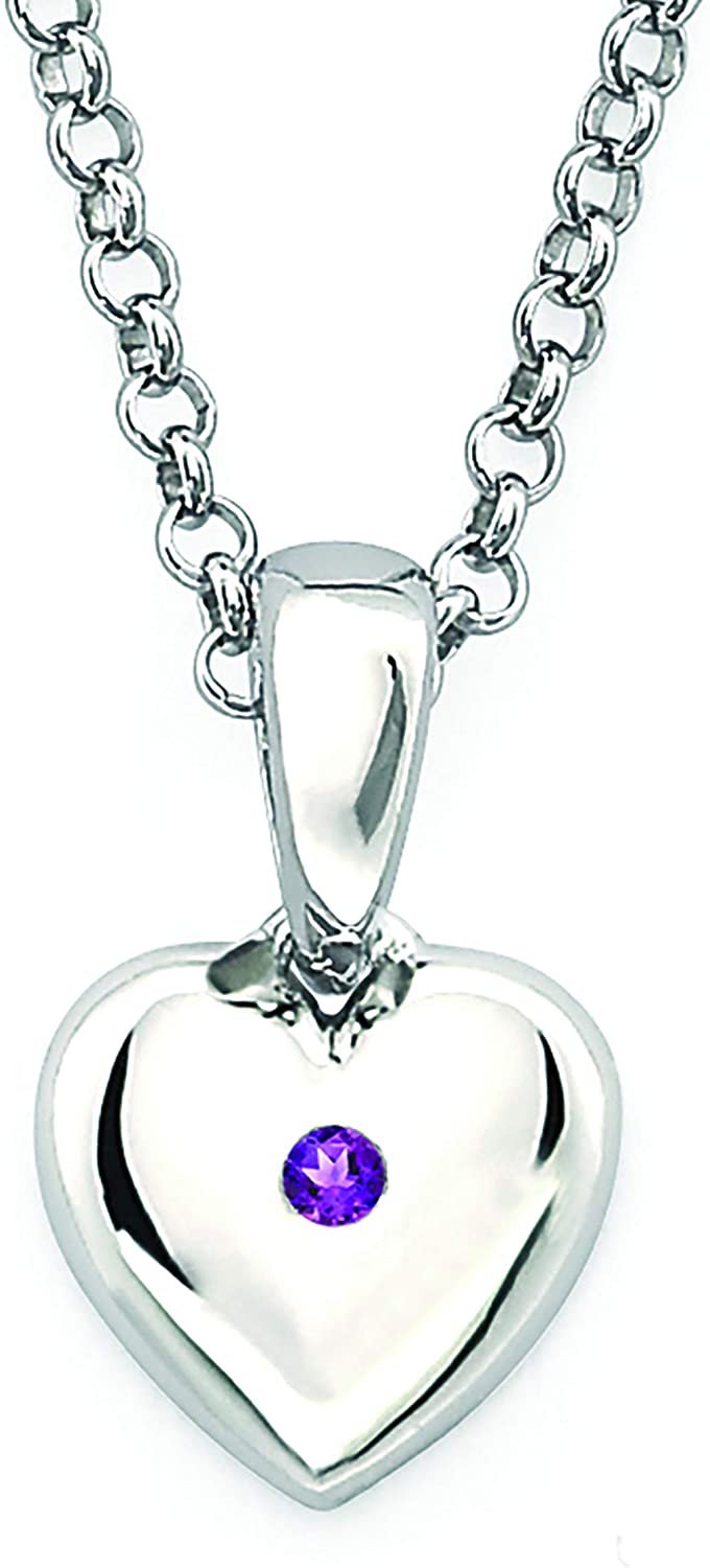 Simulated Amethyst Birthstone Children's Heart Pendant in Sterling Silver