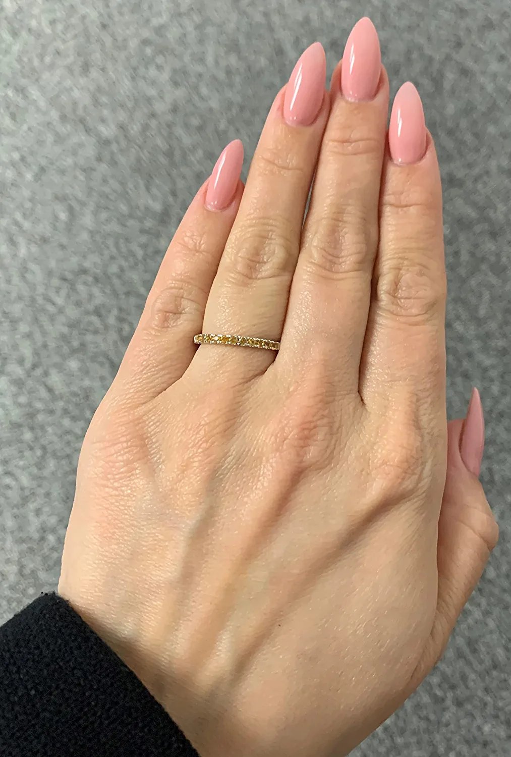 10K White Gold Genuine Citrine Birthstone Stacking Ring