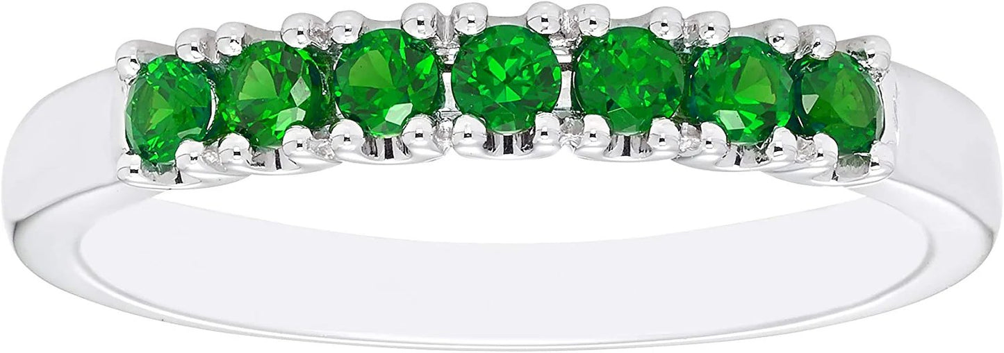 Sterling Silver Lab-Grown Emerald 7-Stone Stacking Ring