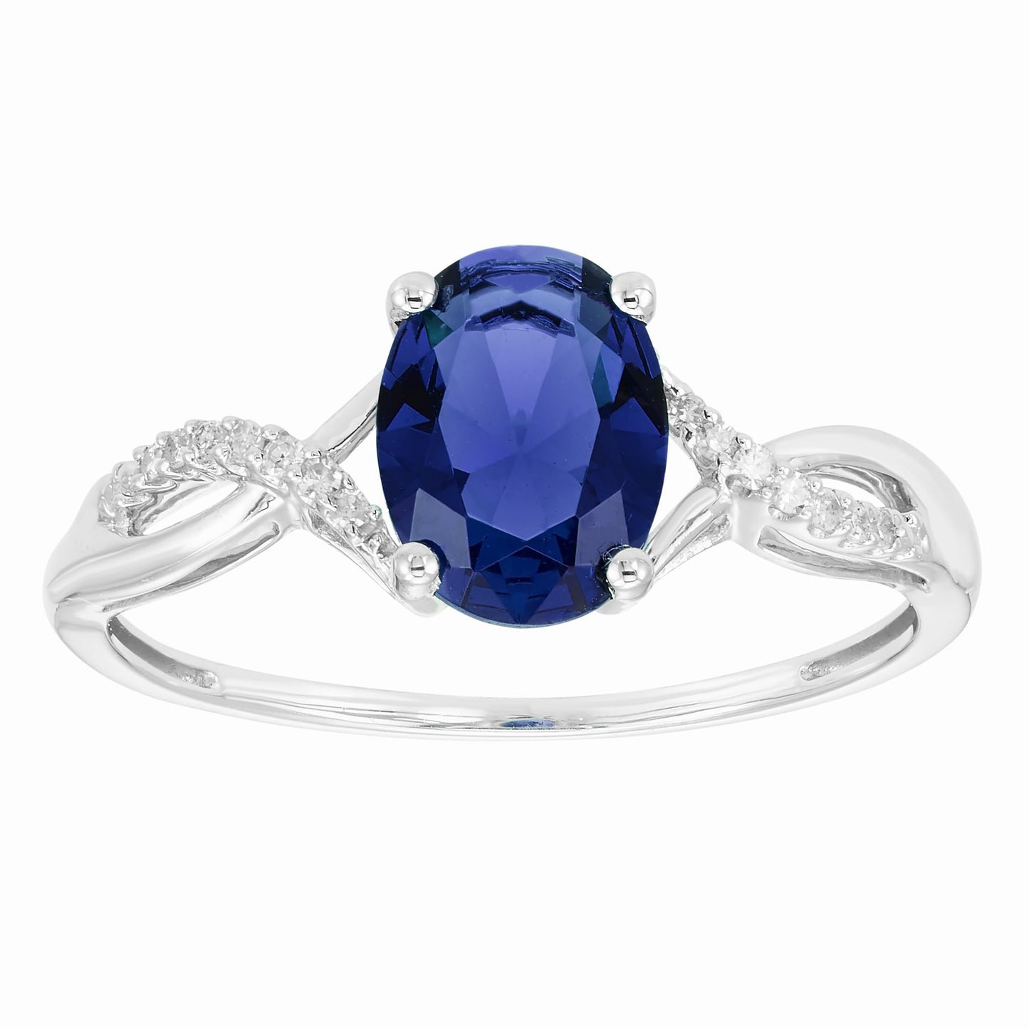 Lab-Grown Sapphire & Diamond Ring in Sterling Silver