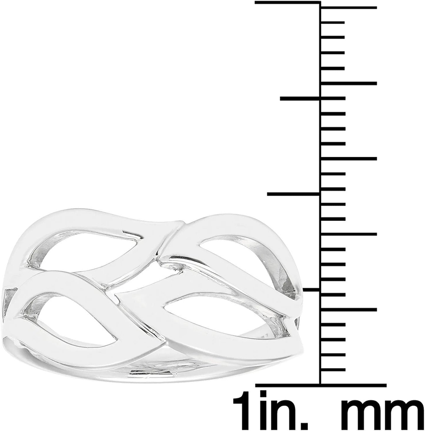 Sterling Silver Leaf Motif Wide Band Ring