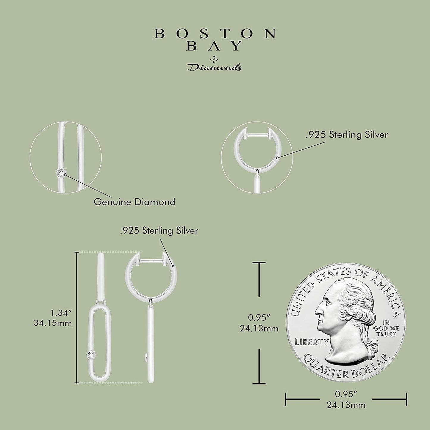 Diamond Accented Paperclip Drop Earrings in Sterling Silver