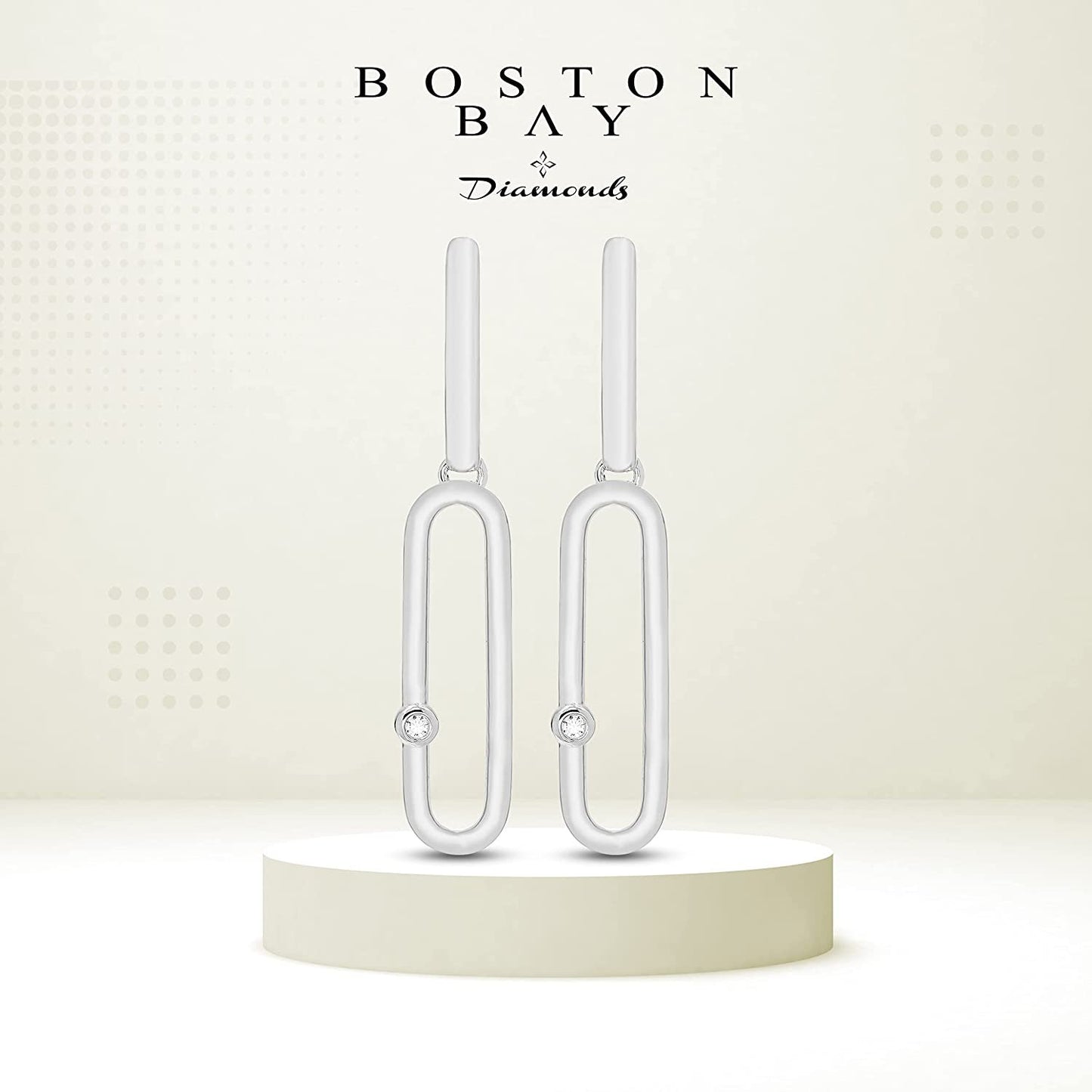 Diamond Accented Paperclip Drop Earrings in Sterling Silver