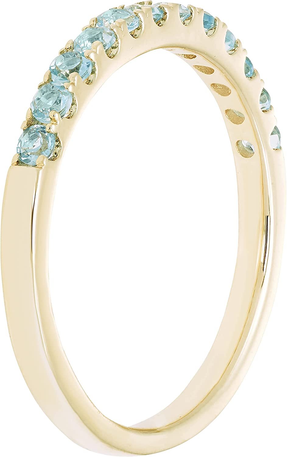 10K White Gold Genuine Blue Topaz Birthstone Stacking Ring