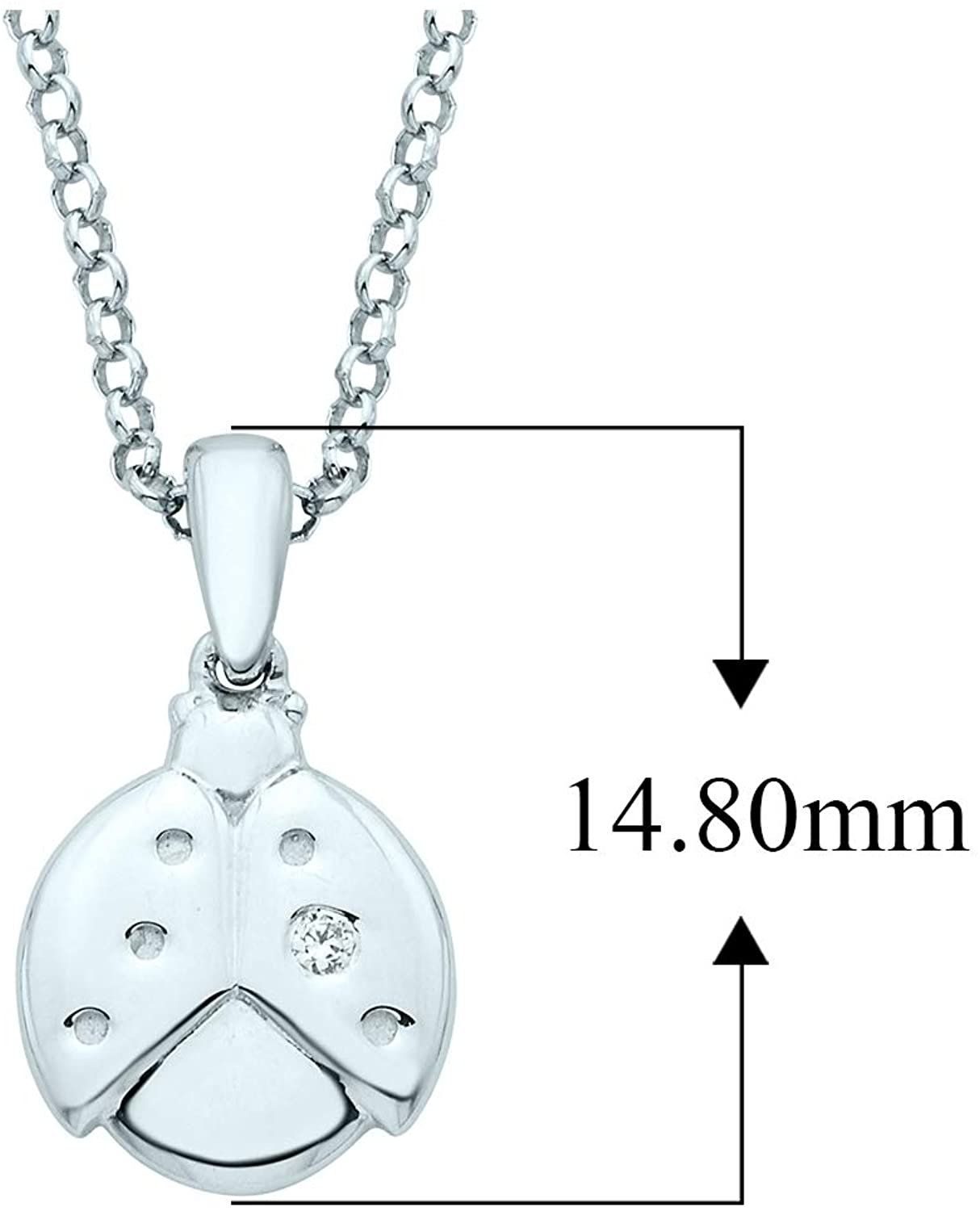 Sterling Silver Diamond Accent LadyBug Pendant with 14" Rolo Chain & 2" Ext
