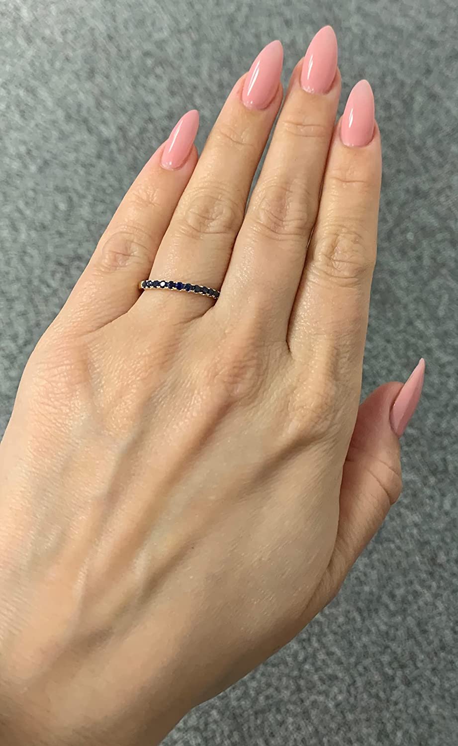 10K Yellow Gold Genuine Blue Sapphire Birthstone Stacking Ring