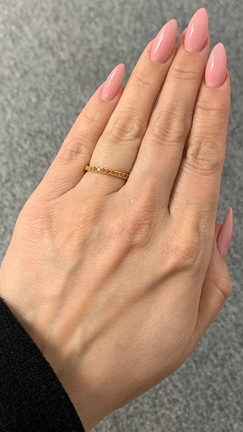 10K White Gold Genuine Citrine Birthstone Stacking Ring