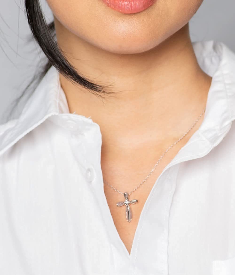 Sterling Silver Blue Topaz Cross Pendant with chain
