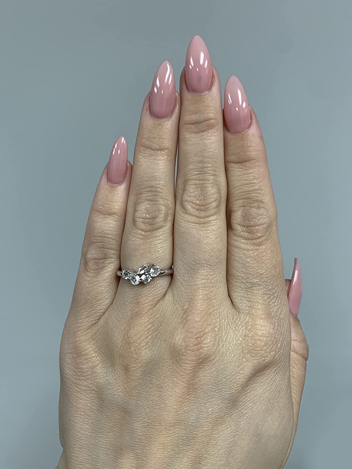 Sterling Silver Lab-Grown White Sapphire Fancy Cut Gemstone Ring