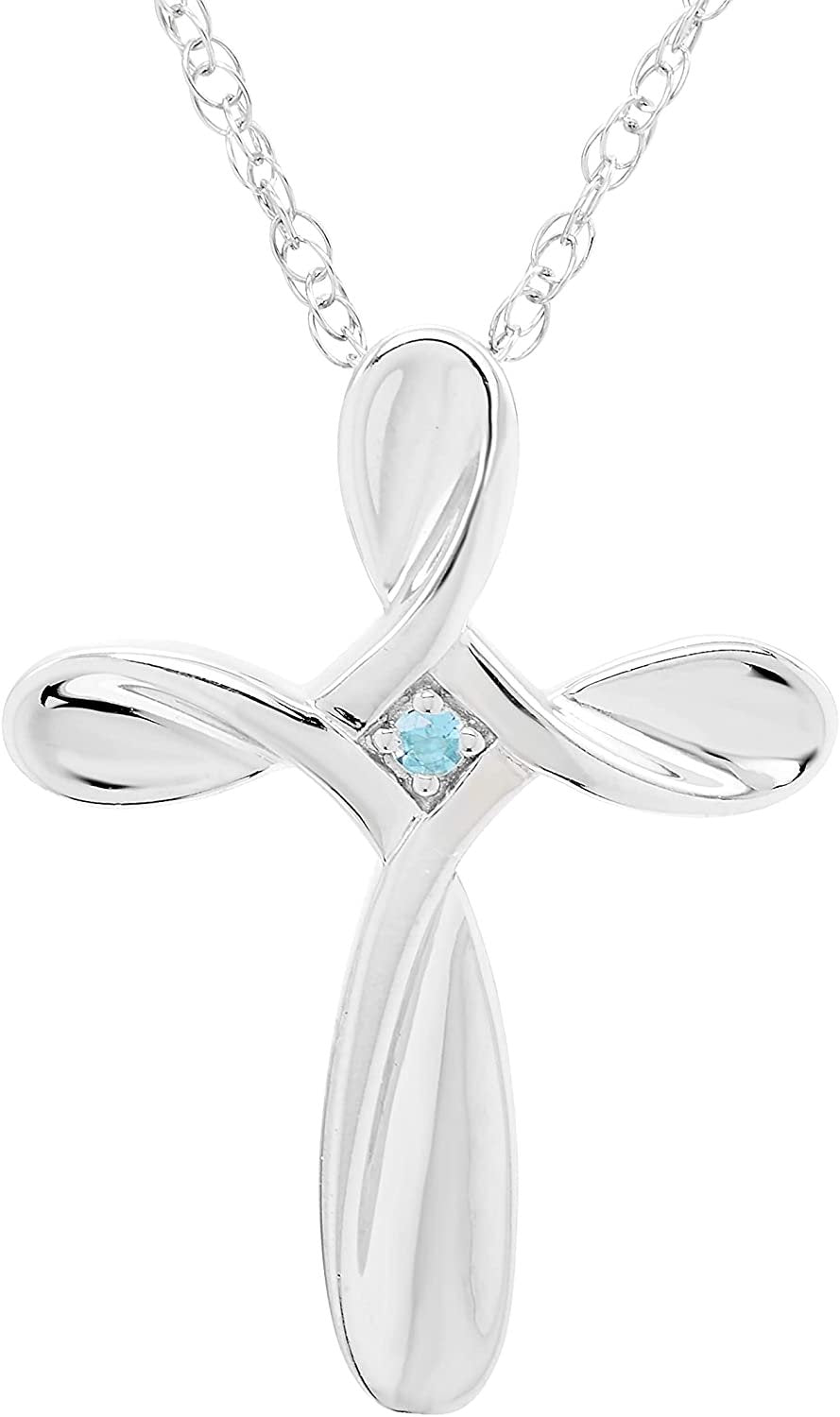 Sterling Silver Blue Topaz Cross Pendant with chain