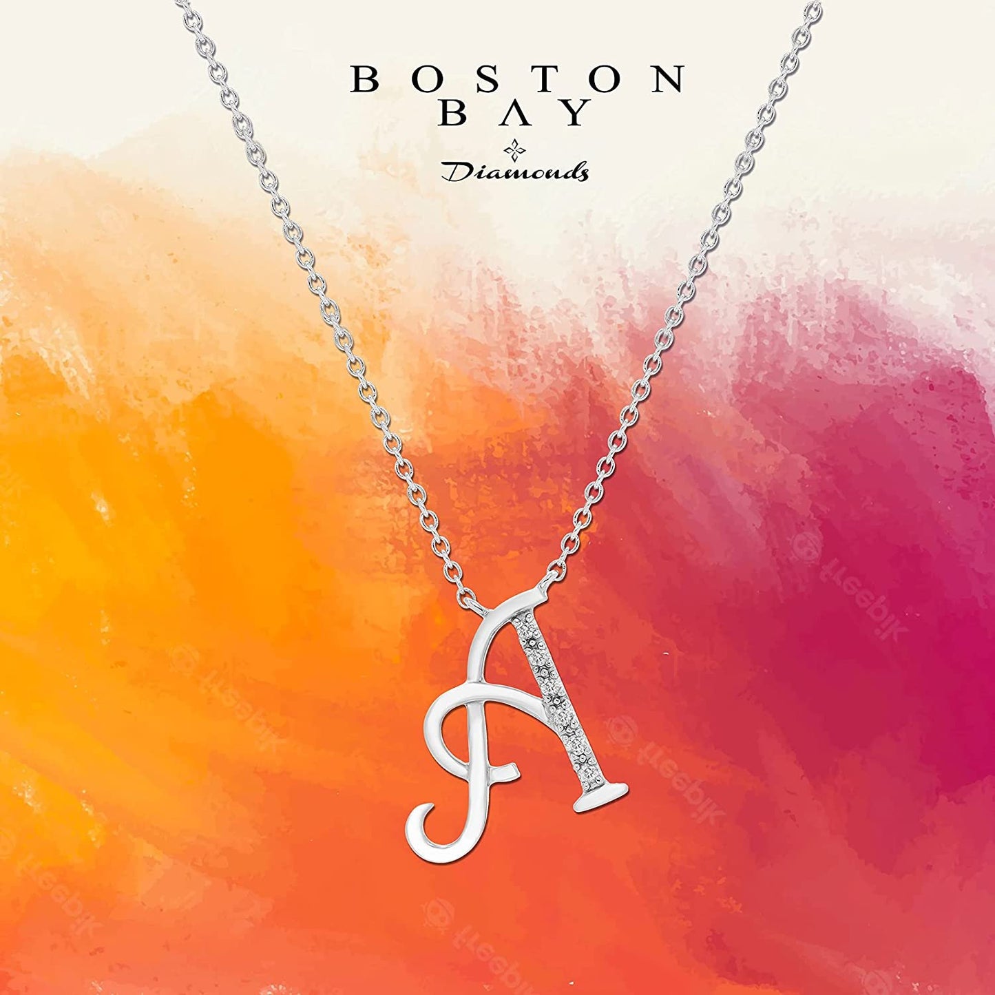 Diamond Initial Necklace, Adjustable 18”-20” in Sterling Silver - Choice of Letter