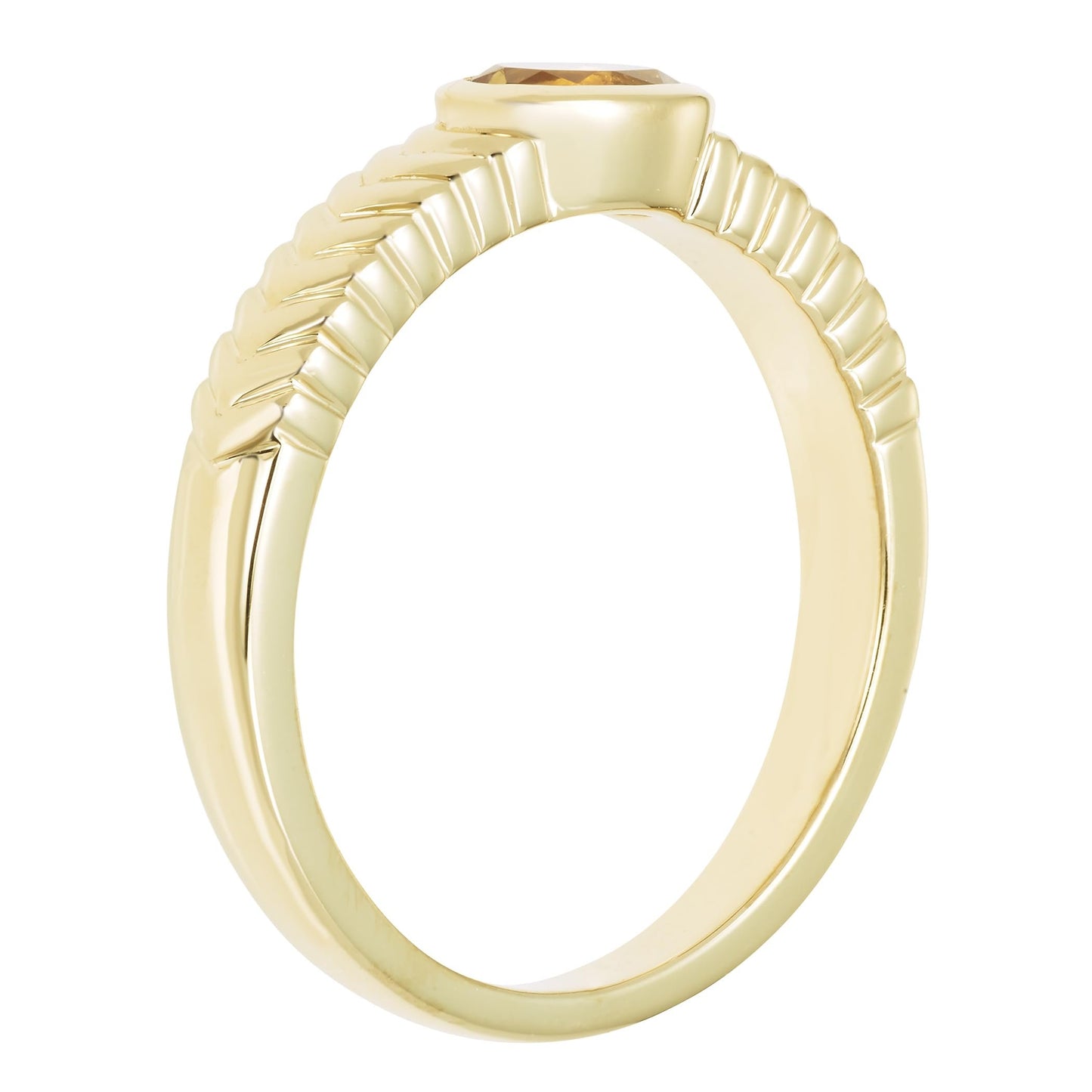 Oval Citrine Ring in 14K Yellow Gold Plated Sterling Silver