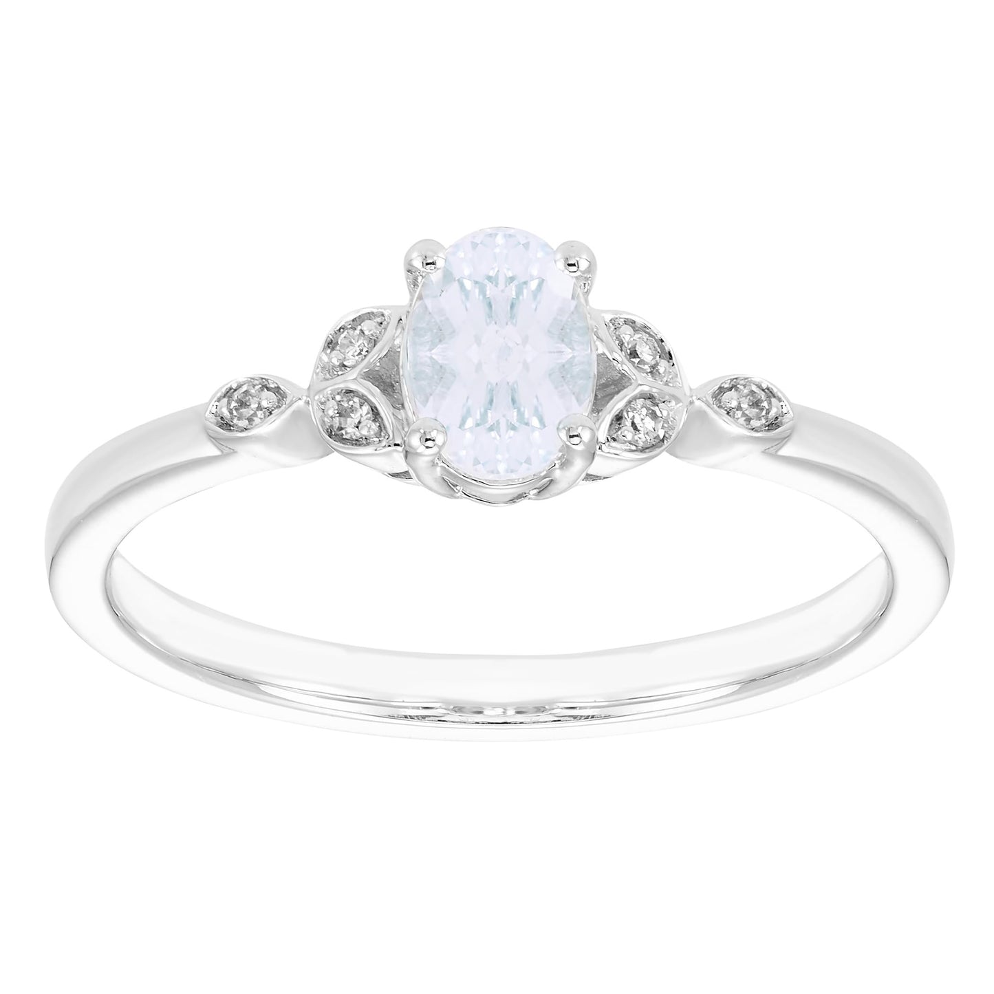 Aquamarine & Diamond Ring in 10K White Gold