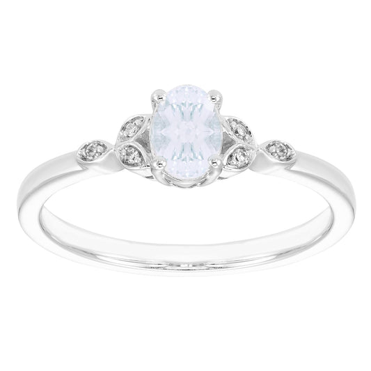 Aquamarine & Diamond Ring in 10K White Gold