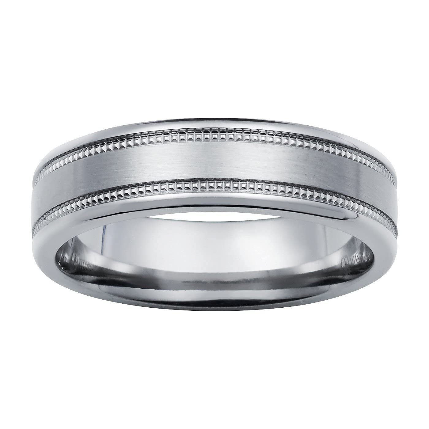 Milgrain Channel Accent Titanium 6mm Comfort Fit Wedding Band Ring