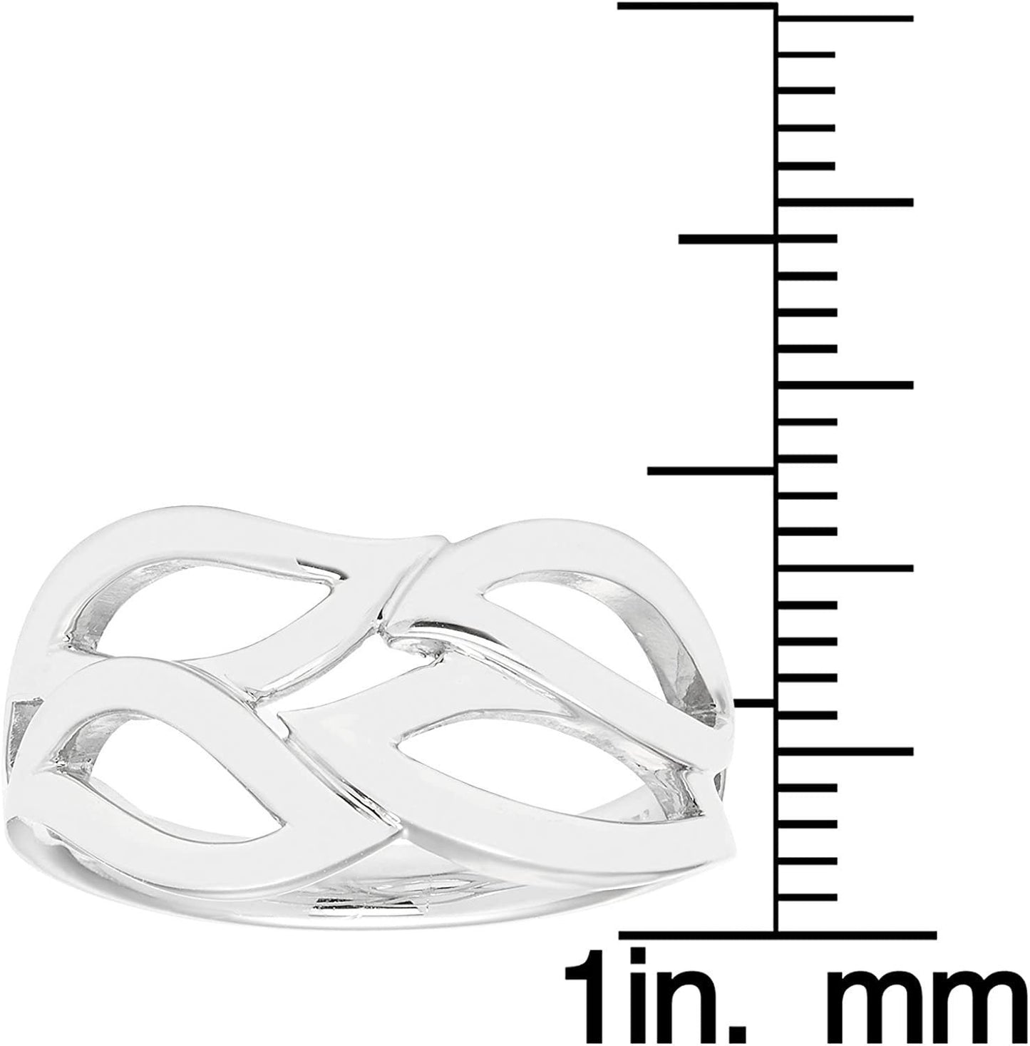 Sterling Silver Leaf Motif Wide Band Ring