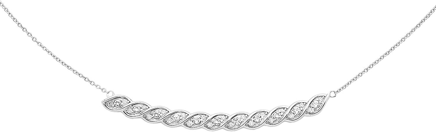 Sterling Silver Lab-Grown White Sapphire & 1/10cttw Diamond Necklace, 20" cable chain