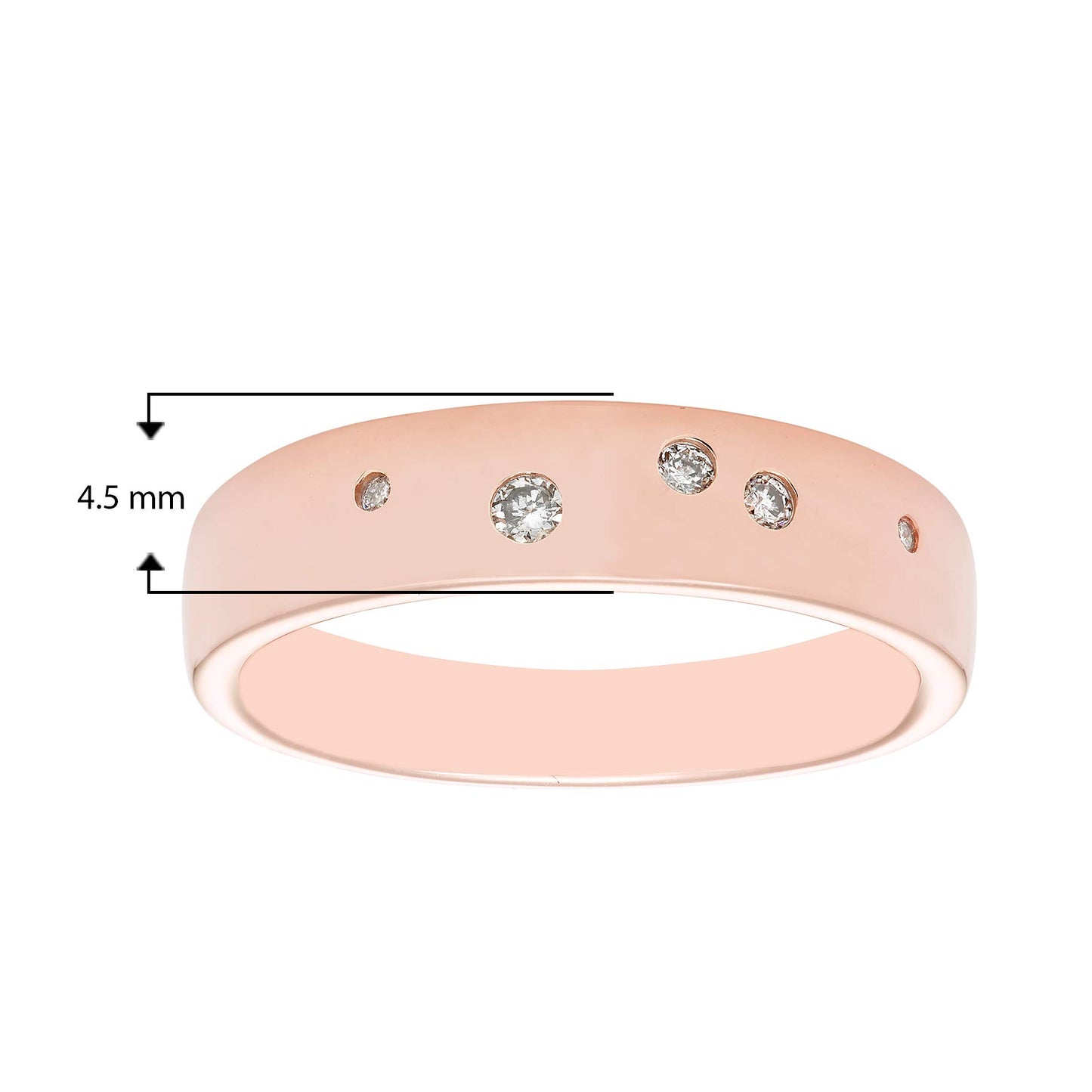 Scattered Diamond Wide Band Ring in 14K Rose Gold Plated Sterling Silver