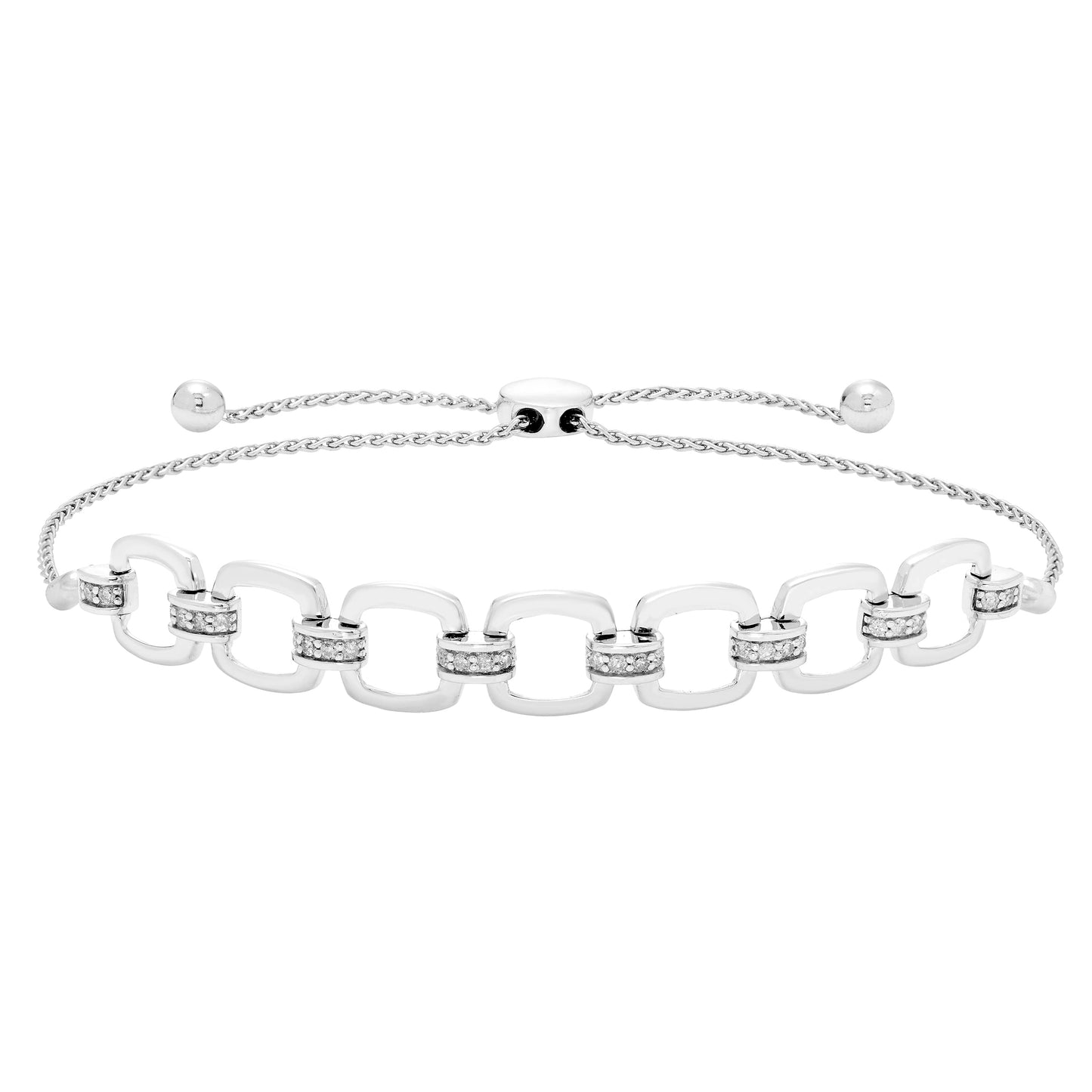 1/5cttw Genuine Diamond Bolo Bracelet in Sterling Silver