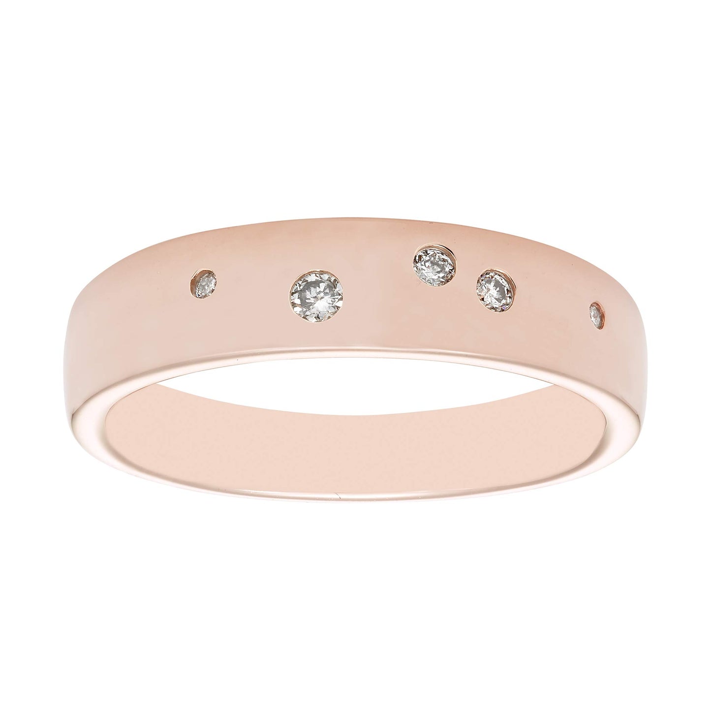 Scattered Diamond Wide Band Ring in 14K Rose Gold Plated Sterling Silver