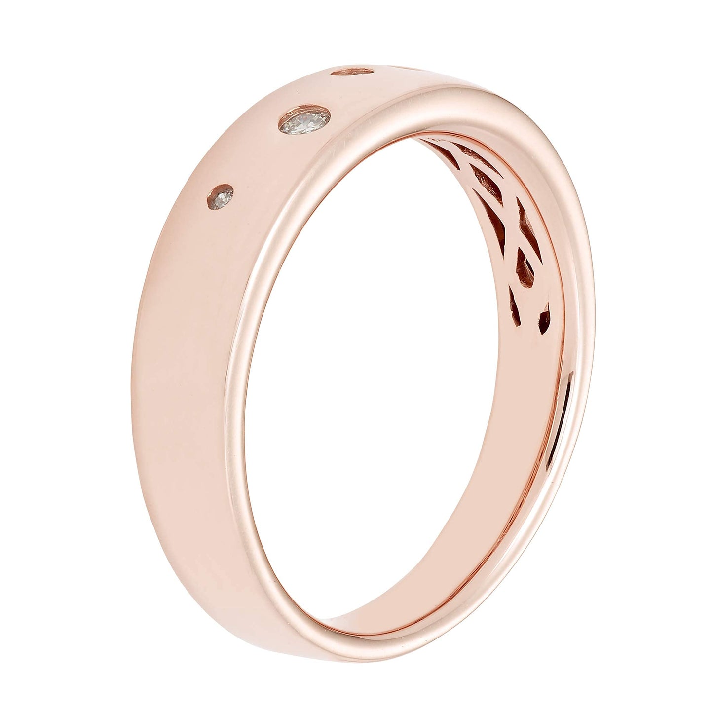 Scattered Diamond Wide Band Ring in 14K Rose Gold Plated Sterling Silver