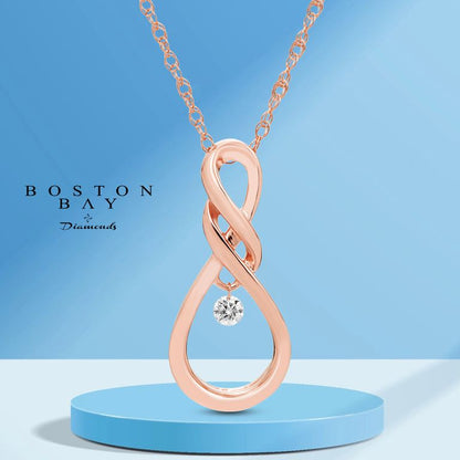 1/12cttw Dancing Diamond Infinity Pendant in 14K Rose Gold Sterling Silver