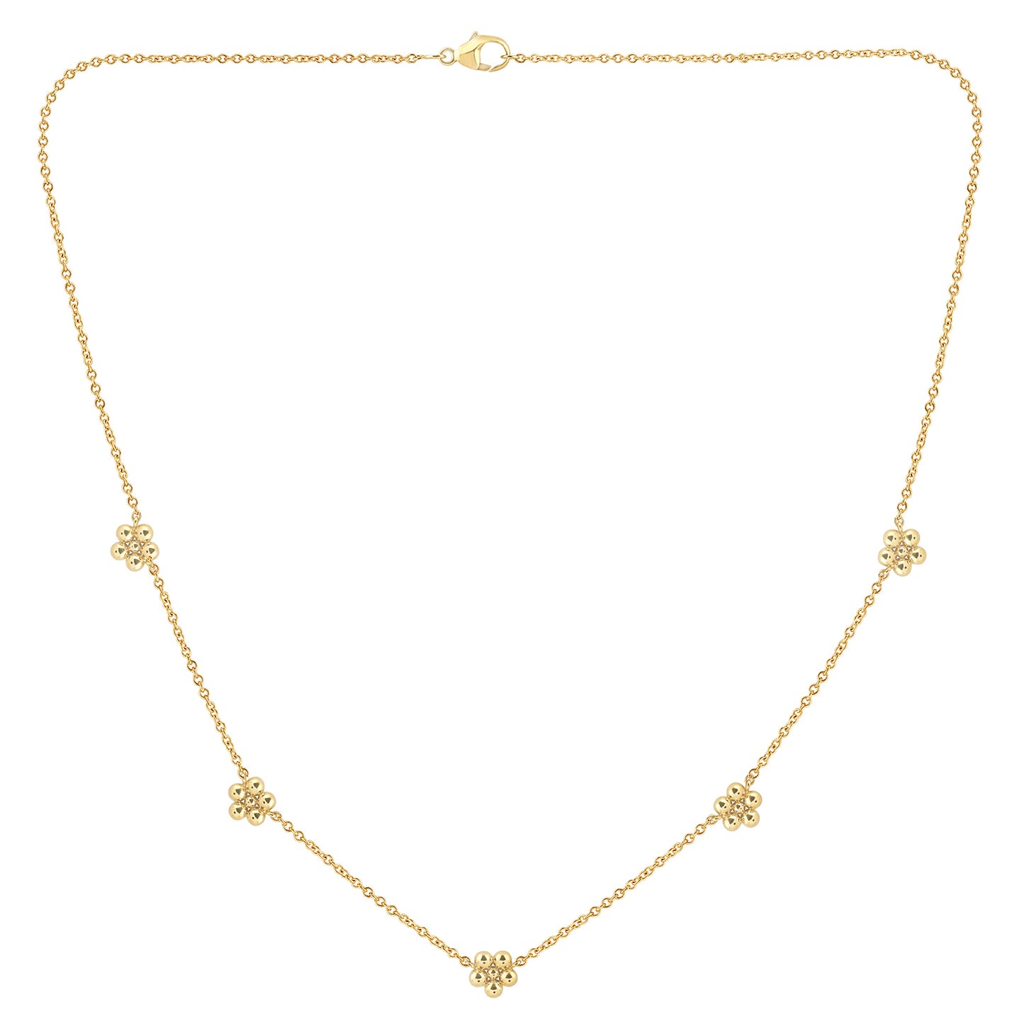 Flower Charm Necklace in 14K Yellow Gold Sterling Silver