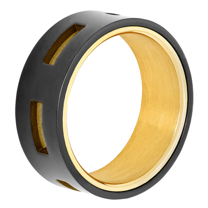 IP Black & Yellow Stainless Steel 8mm Band Ring