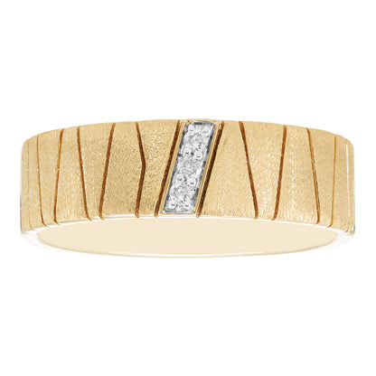 Diamond Wide Band Ring in 14K Yellow Gold Plated Sterling Silver