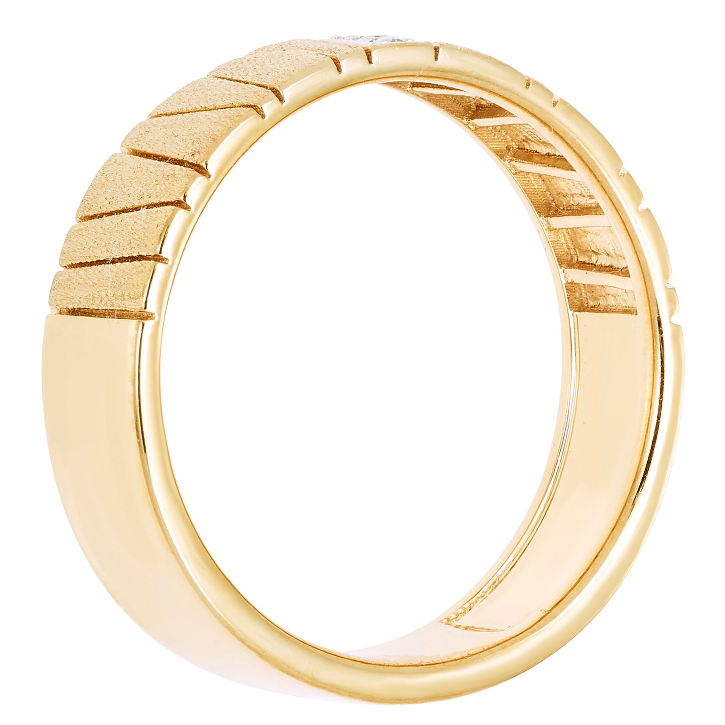 Diamond Wide Band Ring in 14K Yellow Gold Plated Sterling Silver